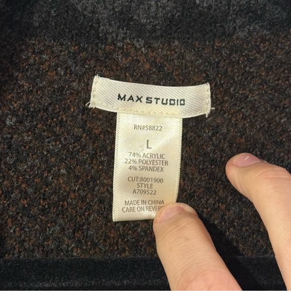 Max Studio Houndstooth Open Front Cardigan Sweater Coat Size Large Jacquard - Picture 8 of 12